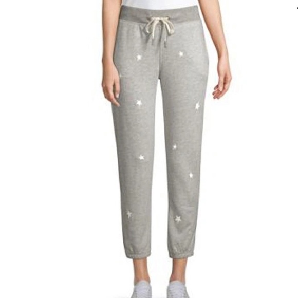 n:PHILANTHROPY Pants - N:PHILANTHROPY Embroidered Night Star Joggers Loungewear Sweatpants Heather Grey